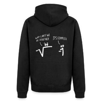 Quadratwurzel aus dem Negativ einer Geschenkidee M - Unisex Premium Bio Zip Hoodie - Schwarz - Hinten - Nico (187cm)