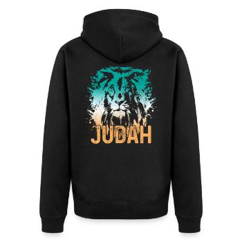 Lion Of Judah Reggae Musik Rastafari Rasta - Unisex Premium Bio Zip Hoodie - Schwarz - Hinten - Nico (187cm)