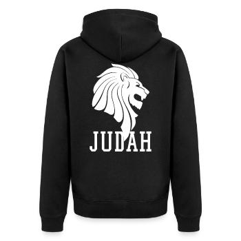 Lion Of Judah Reggae Musik Rastafari Rasta - Unisex Premium Bio Zip Hoodie - Schwarz - Hinten - Nico (187cm)