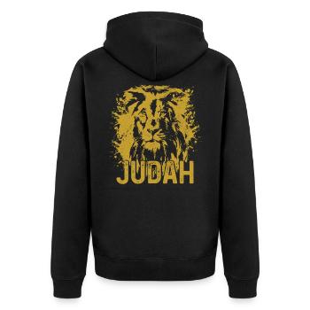 Lion Of Judah Reggae Musik Rastafari Rasta - Unisex Premium Bio Zip Hoodie - Schwarz - Hinten - Nico (187cm)
