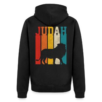 Lion Of Judah Reggae Musik Rastafari Rasta - Unisex Premium Bio Zip Hoodie - Schwarz - Hinten - Nico (187cm)