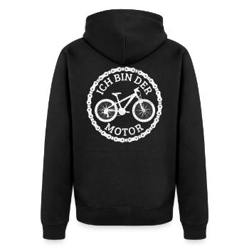 Ich Bin Der Motor Mountainbike Fahrrad Geschenk - Unisex Premium Bio Zip Hoodie - Schwarz - Hinten - Nico (187cm)