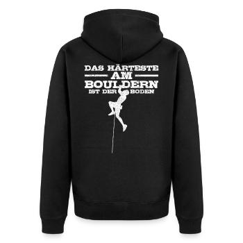 Bouldern - Unisex Premium Bio Zip Hoodie - Schwarz - Hinten - Nico (187cm)