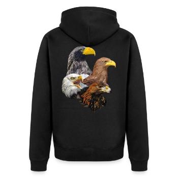 Raubvögel - Unisex Premium Bio Zip Hoodie - Schwarz - Hinten - Nico (187cm)