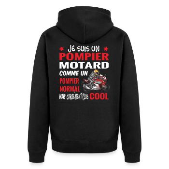 Pompier motard cool. Passion moto armée cadeau - Veste à capuche bio Premium Unisexe - noir - Dos - Nico (187cm)