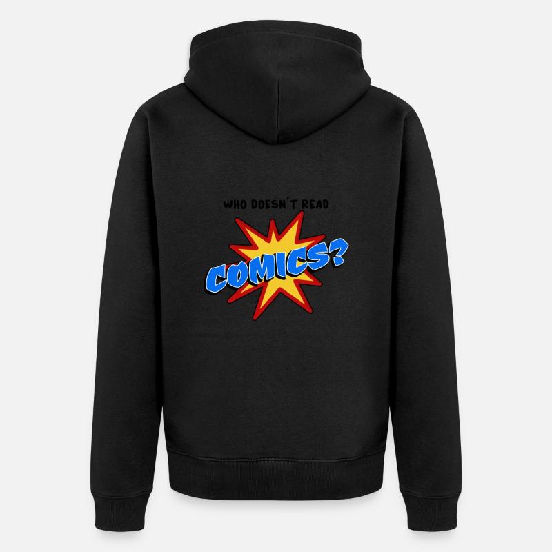 Who doesn´t read comic - Unisex Premium Bio Zip Hoodie - Schwarz