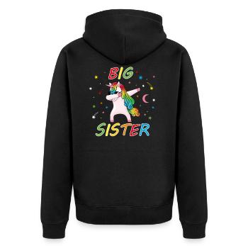 Big Sister Unicorn Lover Super Cute Sibling Gift U - Unisex Premium Organic Zip Hoodie - black - Back - Nico (187cm)