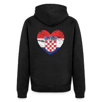 Kroatien Hrvatska Kroate Kroatin Kroatisch Kroaten - Unisex Premium Bio Zip Hoodie - Schwarz - Hinten - Nico (187cm)
