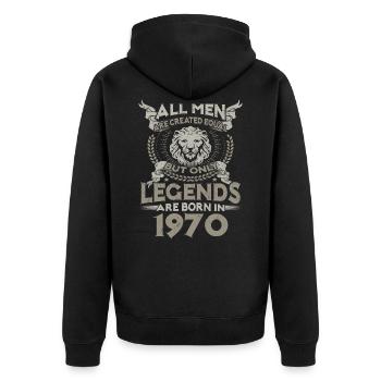 Né en 1970 légendes cadeau hommes - Veste à capuche bio Premium Unisexe - noir - Dos - Nico (187cm)