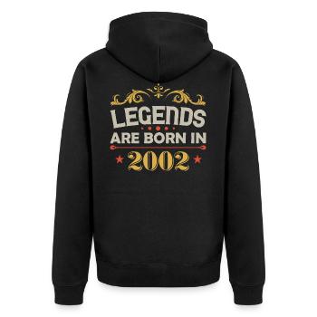 Legenden wurden 2002 geboren Geburtstag - Unisex Premium Bio Zip Hoodie - Schwarz - Hinten - Nico (187cm)
