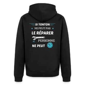 Si tonton ne peut pas le réparer personne ne peut - Veste à capuche bio Premium Unisexe - noir - Dos - Nico (187cm)