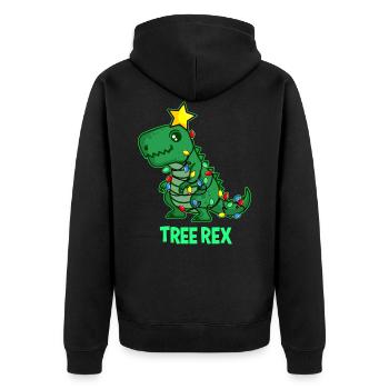 UGLY CHRISTMAS TREX Gift T REX Dino for Dad - Unisex Premium Bio Zip Hoodie - Schwarz - Hinten - Nico (187cm)