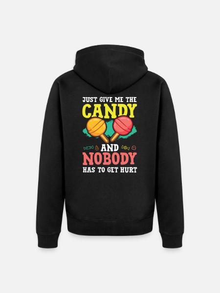 Candy saying Candy - Unisex Premium Organic Zip Hoodie - black