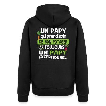 Papy retraite potager. Jardinier retraité jardin - Veste à capuche bio Premium Unisexe - noir - Dos - Nico (187cm)
