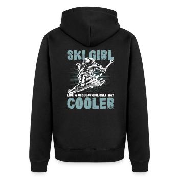Ski Girl Skiing - Unisex Premium Bio Zip Hoodie - Schwarz - Hinten - Nico (187cm)