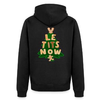 Le Tits Now Shirt - Let It Snow Shirt mit Humor - Unisex Premium Bio Zip Hoodie - Schwarz - Hinten - Nico (187cm)