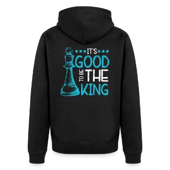 Chess King Funny - Unisex Premium Organic Zip Hoodie - black - Back - Nico (187cm)