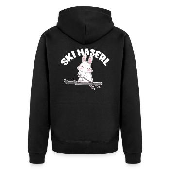 Skihase Skihaserl Mädchen Skifahrerin Skiparty - Unisex Premium Bio Zip Hoodie - Schwarz - Hinten - Nico (187cm)