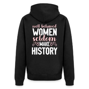 Féminisme disant - Veste à capuche bio Premium Unisexe - noir - Dos - Nico (187cm)