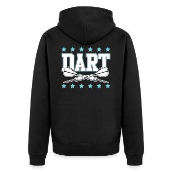 Dart Dartpfeile logo - Unisex Premium Bio Zip Hoodie - Schwarz - Hinten - Nico (187cm)