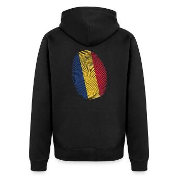 Romania Romanian fingerprint Romanian flag - Unisex Premium Organic Zip Hoodie - black - Back - Nico (187cm)
