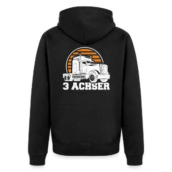 3 Achser LKW Lastwagen Lastkraftwagen Lastfahrer - Unisex Premium Bio Zip Hoodie - Schwarz - Hinten - Nico (187cm)