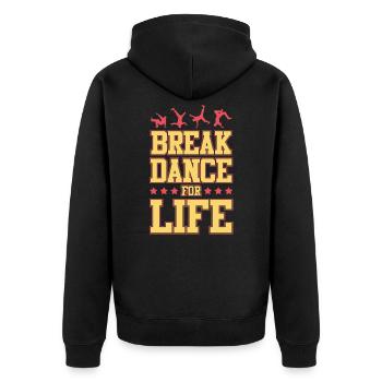 Breakdance fürs Leben - Unisex Premium Bio Zip Hoodie - Schwarz - Hinten - Nico (187cm)