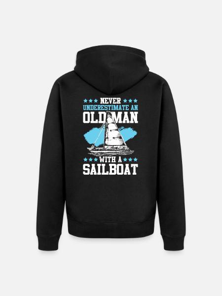sailing old man - Unisex Premium Organic Zip Hoodie - black