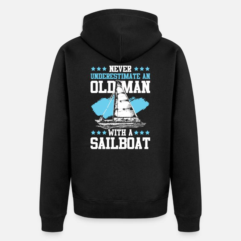 segeln alter mann - Unisex Premium Bio Zip Hoodie - Schwarz