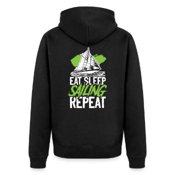 eat sleep sailing repeat - Unisex Premium Organic Zip Hoodie - black - Back - Nico (187cm)