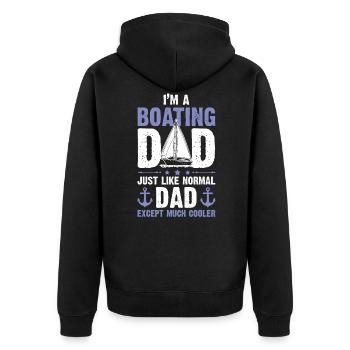 Dad Boot papa Sailing - Unisex Premium Bio Zip Hoodie - Schwarz - Hinten - Nico (187cm)