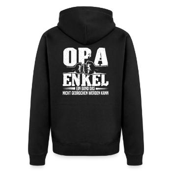 Opa Enkel Großvater Großpapa Opi Vatertag Enkel - Unisex Premium Bio Zip Hoodie - Schwarz - Hinten - Nico (187cm)