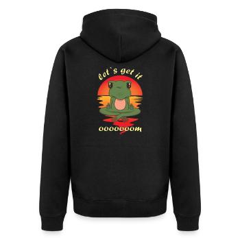 Yoga Frog Meditation Pilates For Animal Lovers - Unisex Premium Organic Zip Hoodie - black - Back - Nico (187cm)