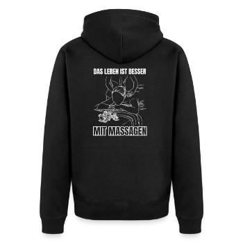 Masseur Massagetherapie Massieren Berufssadis - Unisex Premium Bio Zip Hoodie - Schwarz - Hinten - Nico (187cm)