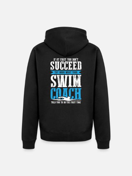 Zwem coach - Uniseks Premium bio ziphoodie - zwart