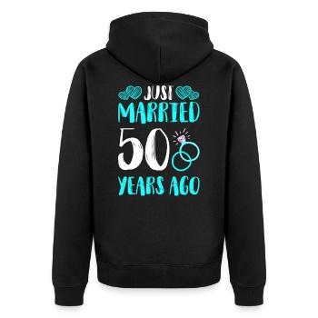 Mariage juste marié 50 ans - Veste à capuche bio Premium Unisexe - noir - Dos - Nico (187cm)