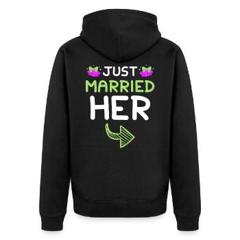 Vient d'épouser son mariage - Veste à capuche bio Premium Unisexe - noir - Dos - Nico (187cm)