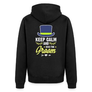 Keep Calm Groom Groom - Unisex Premium Organic Zip Hoodie - black - Back - Nico (187cm)