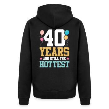 Anniversaire de 40 ans chaud - Veste à capuche bio Premium Unisexe - noir - Dos - Nico (187cm)