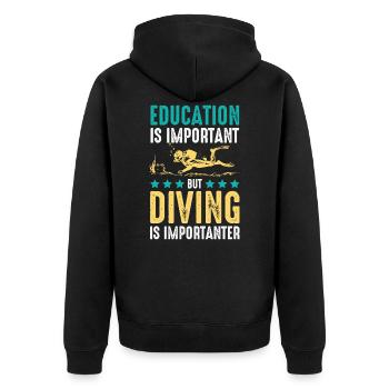 Taucher Ausbildung Tauchen - Unisex Premium Bio Zip Hoodie - Schwarz - Hinten - Nico (187cm)