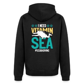 Tauchen Taucher vitamin - Unisex Premium Bio Zip Hoodie - Schwarz - Hinten - Nico (187cm)