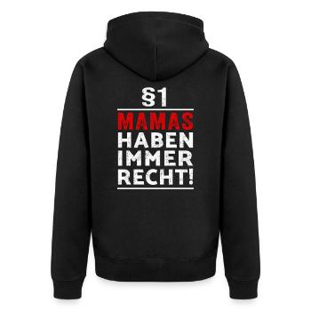 §1 Mamas haben immer Recht Geschenk Muttertag - Unisex Premium Bio Zip Hoodie - Schwarz - Hinten - Nico (187cm)