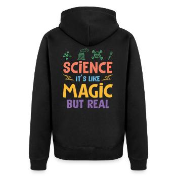 Magic science science - Unisex Premium Organic Zip Hoodie - black - Back - Nico (187cm)