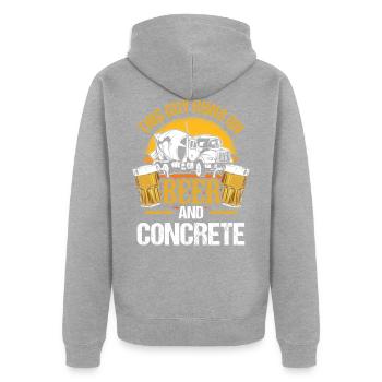 Bier und Beton Betonfertiger Geschenk - Unisex Premium Bio Zip Hoodie - Grau meliert - Hinten - Nico (187cm)