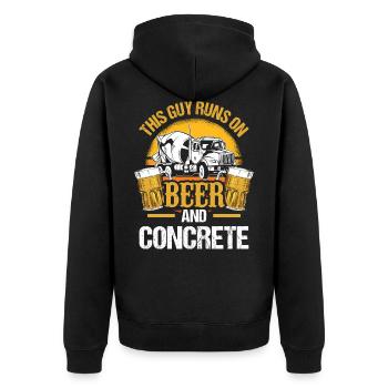 Bier und Beton Betonfertiger Geschenk - Unisex Premium Bio Zip Hoodie - Schwarz - Hinten - Nico (187cm)