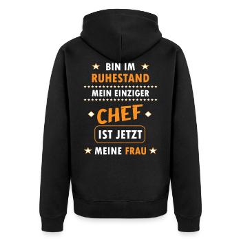 Rentner im Ruhestand - Unisex Premium Bio Zip Hoodie - Schwarz - Hinten - Nico (187cm)