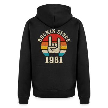 40. Geburtstag 1981 Classic Rock Rocker Geschenk - Unisex Premium Bio Zip Hoodie - Schwarz - Hinten - Nico (187cm)