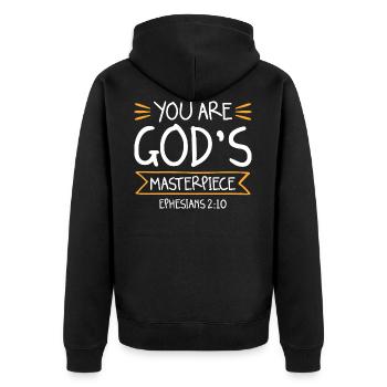 God love bible - Unisex Premium Organic Zip Hoodie - black - Back - Nico (187cm)