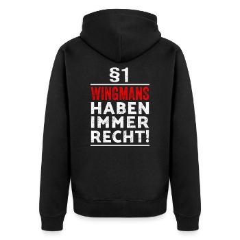 §1 Wingmen haben immer Recht Geschenk Trauzeugen - Unisex Premium Bio Zip Hoodie - Schwarz - Hinten - Nico (187cm)