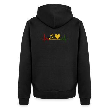 Reggae Musik Rastafari Rasta Geschenk - Unisex Premium Bio Zip Hoodie - Schwarz - Hinten - Nico (187cm)